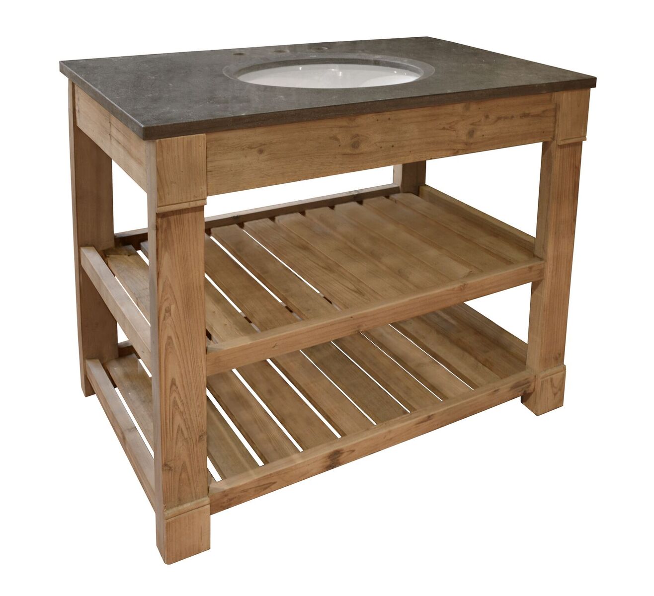 38" Handcrafted Reclaimed Pine Solid Wood Single Bath Vanity Natural Finish